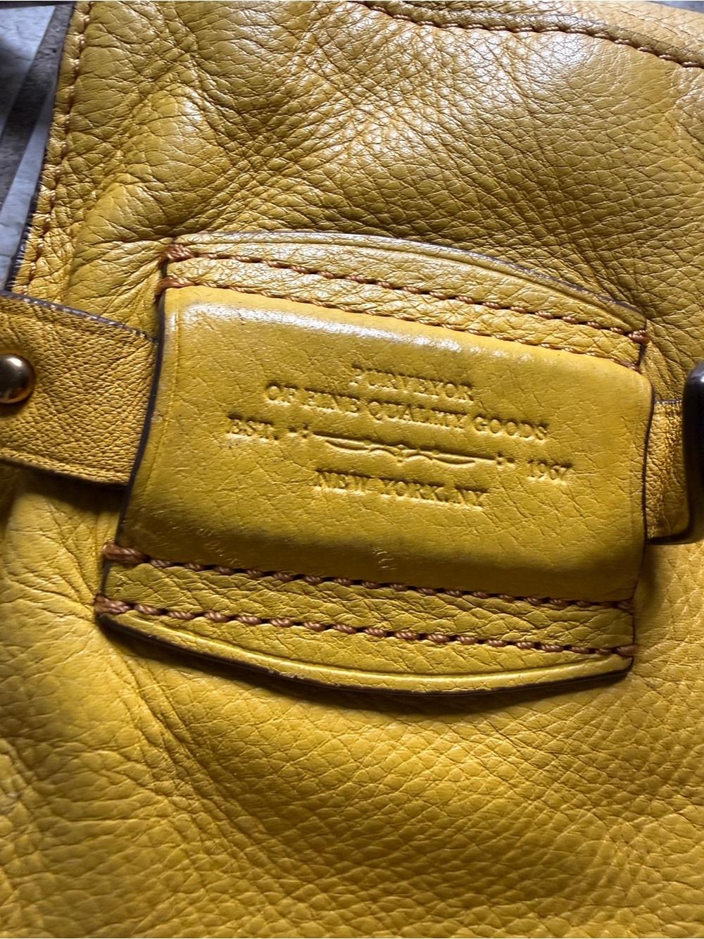 Ralph Lauren Grande Amarillo Canario Cuero Suave Handbag - Picture 7 of 8